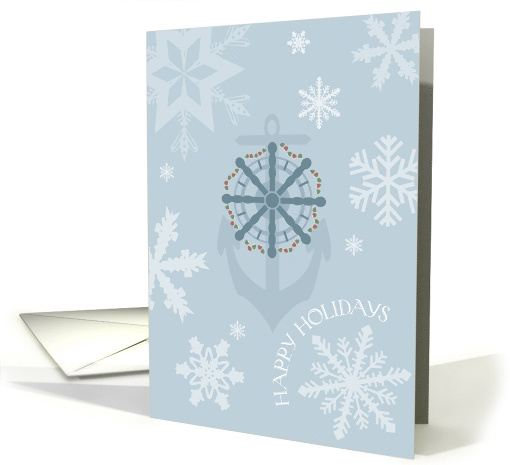 Ship Wheel, Anchor and Snowflakes Happy Holidays card (1188910)