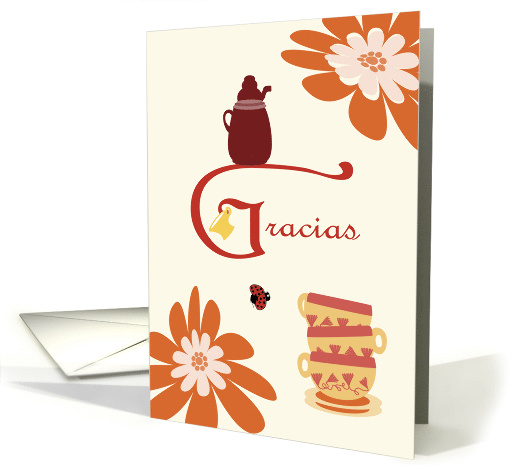 Cups and Flowers Hospitality Gracias card (1212408)