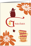 Cups and Flowers Hospitality Gracias card