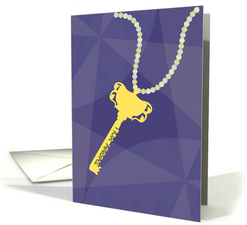 Key on String of Beads Illustrated Thank You Hospitality card