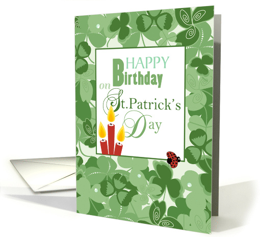 Shamrocks and Candles Happy Birthday St. Patrick's Day card (1229114)