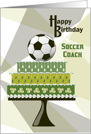 Soccer Ball on Cake Coach Happy Birthday card