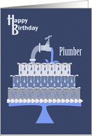 Faucet on Cake Plumber Happy Birthday card