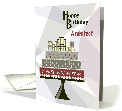Skyscrapers on Cake Architect Happy Birthday card (1290282)