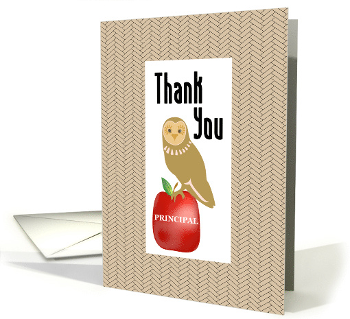 Barn Owl and Apple Thank You School Principal card (1292016)