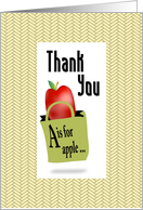 A is for Apple Thank You Teacher card