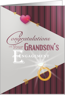 Arrows Heart and Rings Grandson’s Engagement Congratulations card