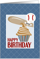 Cupcake and Baseball Pick Happy Birthday card