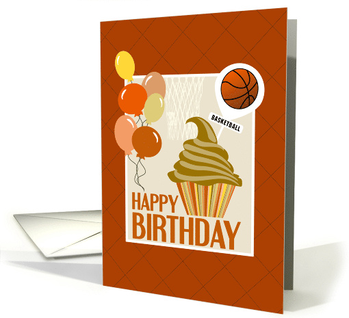 Cupcake and Basketball Pick Happy Birthday card (1305996)