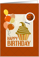 Cupcake and Basketball Pick Happy Birthday card