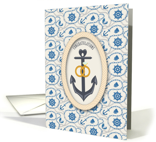 Nautical Anchor and Rings Wedding Congratulations card (1309414)