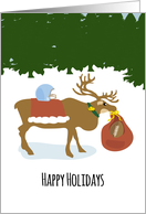Football Moose Happy Holidays card