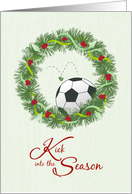 Kick into the Season Soccer Happy Holidays card