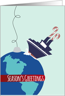 Globe Ornament Cruise Ship Season’s Greetings card