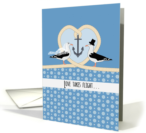 Love Takes Flight Seagulls Wedding Congratulations card (1334252)
