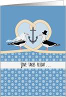 Love Takes Flight Seagulls Wedding Congratulations card