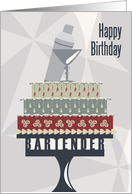 Mixer & Martini Glass Bartender Happy Birthday card