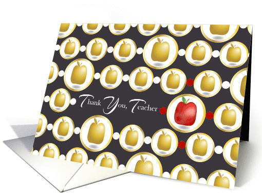 Red and Golden Apples Teacher Thank You card (1382840)