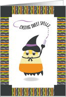 Candy Corn Spell Caster Happy Halloween card