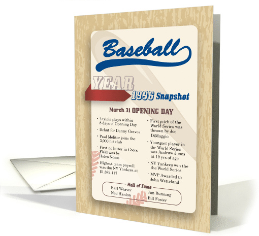 1996 Baseball Snapshot Happy Birthday card (1403816)