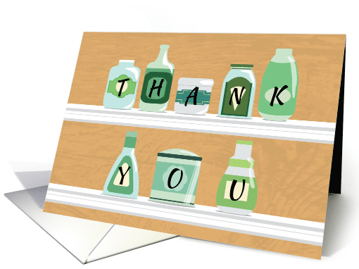 Bottles on Pantry Shelf Thank You Volunteer card (1419986)