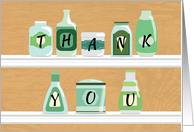 Bottles on Pantry Shelf Thank You Volunteer card