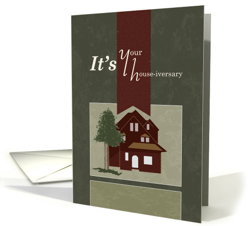 House-iversary Two Story House and Tree card (1420576)
