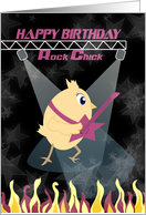 Rock Music Chick Happy Birthday card
