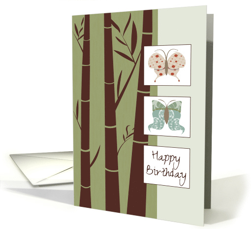 Butterflies and Bamboo Happy Birthday card (1576070)