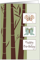 Butterflies and Bamboo Happy Birthday card