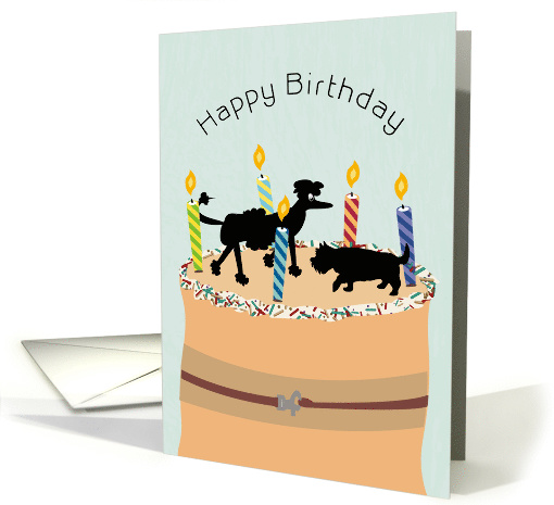 Poodle and Terrier Cake Happy Birthday card (1580852)