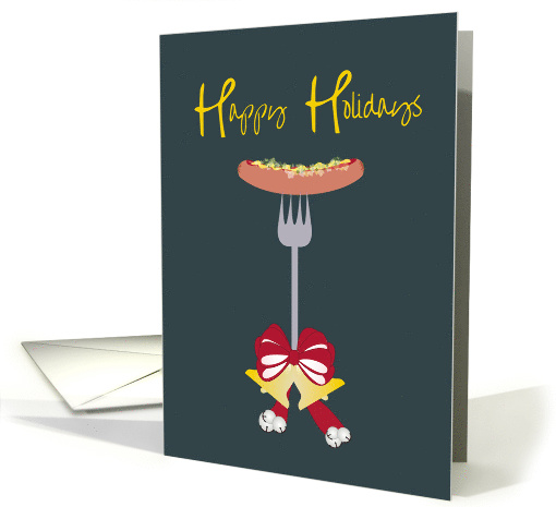 Happy Holidays Forked Sausage Food Business Theme card (1648222)