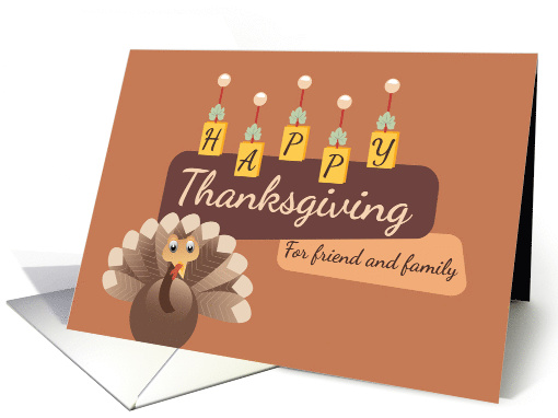 Happy Thanksgiving For Friend and Family Retro Turkey card (1648878)