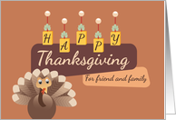 Happy Thanksgiving For Friend and Family Retro Turkey card
