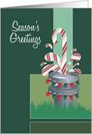 Sprinkler Candy Cane Landscaping Season’s Greetings card