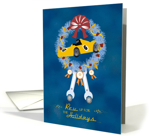 Racing Car Wreath Season's Greetings card (1657584)