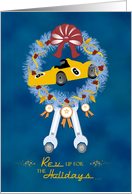 Racing Car Wreath Season’s Greetings card