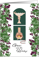 Happy Holidays Gardening Hobby Bird Bath Chiminea card