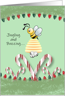 Jingling and Buzzing Bee Happy Holidays Christmas card