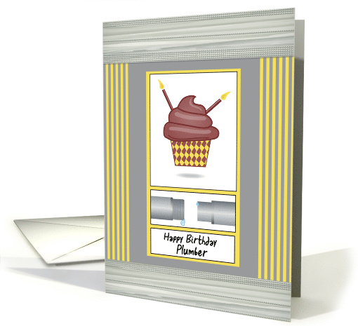 Cupcake and Pipe Happy Birthday Plumber card (1668660)