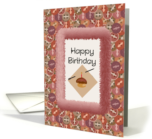 Buttons Sewing Needle Happy Birthday card (1669202)