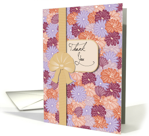 Flowers and Bow Thank You Stylized Wrapped Gift card (1677774)