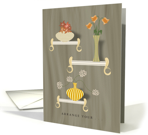 Floral Arrangements on Shelves Happy Birthday card (1678296)