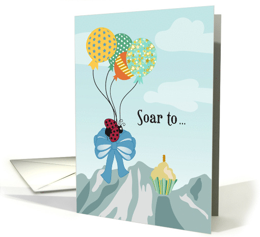 Lady Bug Balloons Cupcake Happy Birthday card (1678856)