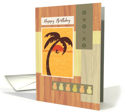 Palm Tree Happy Birthday for Him Wind Surfing card (1679102)