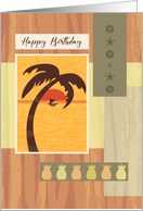 Palm Tree Happy Birthday for Him Wind Surfing card