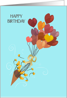 Heart Bouquet Balloons Happy Birthday card
