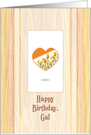 Heart Yellow Roses Happy Birthday Gal card