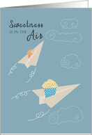 Cupcake Paper Airplanes Birthday card