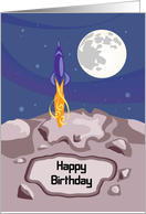Rocket Meteor Space Happy Birthday card